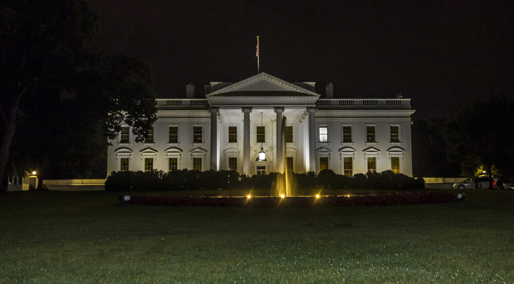 White house at night