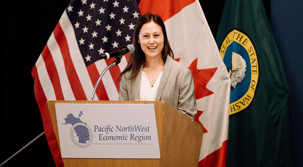 Sam Hrdlicka, from RH Strategic, speaking at the 2025 PNWER Summit