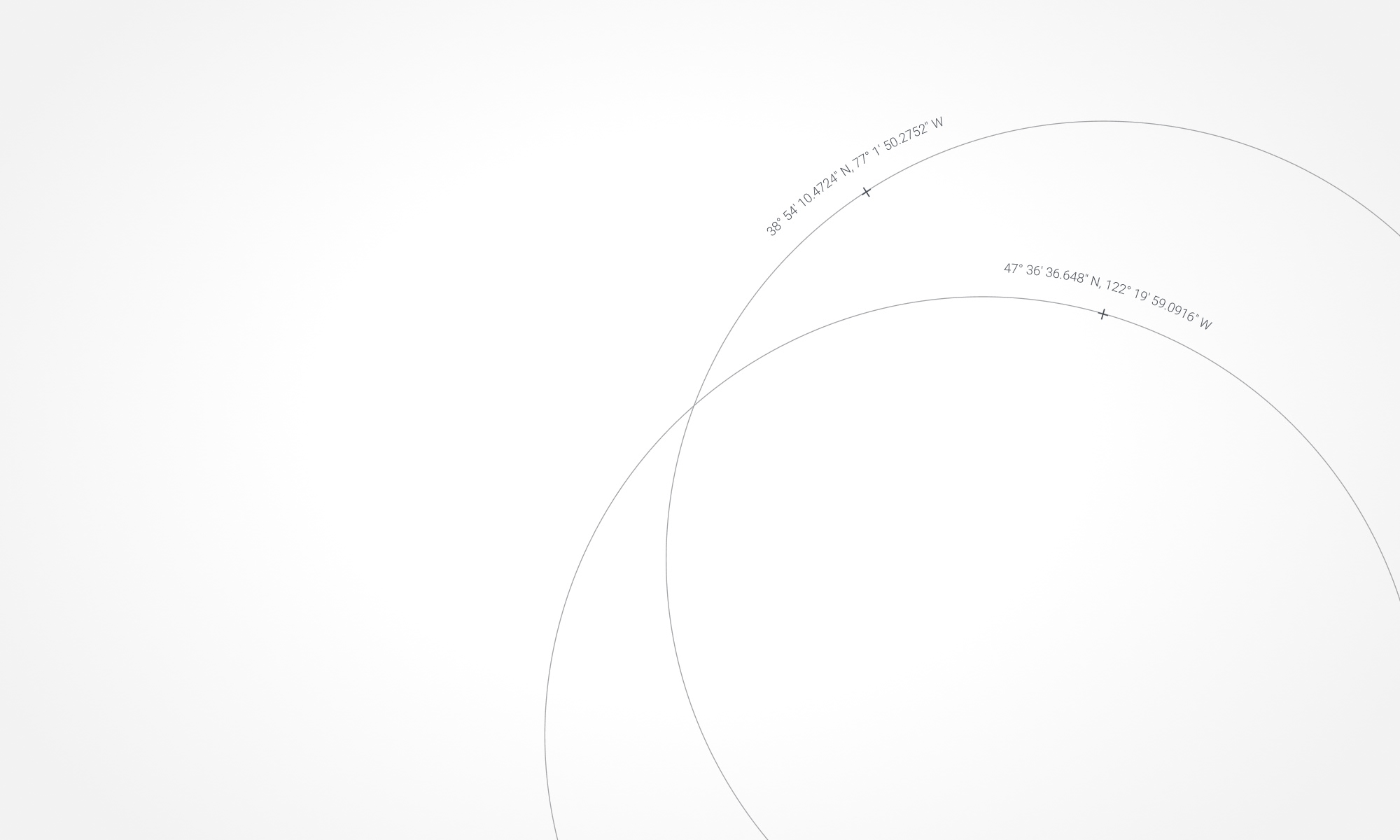 Two overlapping coordinates circles on light grey background