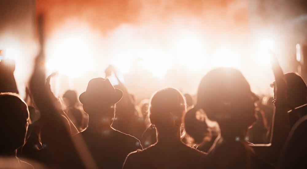 Crowd outside at a summer festival