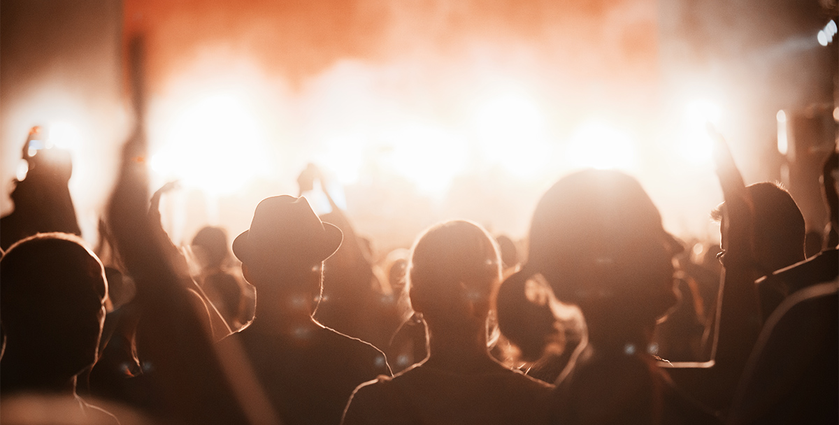 Crowd outside at a summer festival